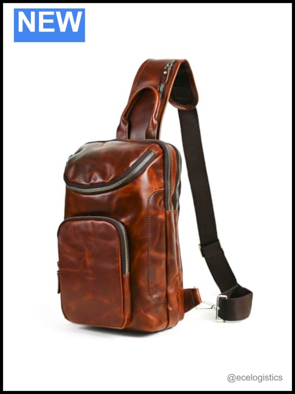 Genuine Leather Triangle Crossbody Sling Chest Bag Travel Shoulder Bag